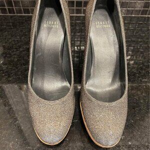 BNIB Stuart Weitzman Corkswoon Glitter Wedge Pumps Size 9